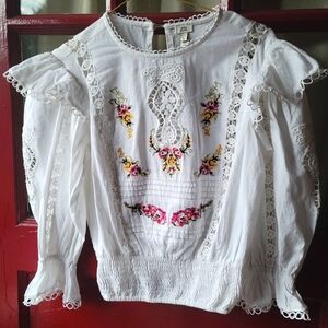 River Island Floral Cross-Stitch Top (Size 2)